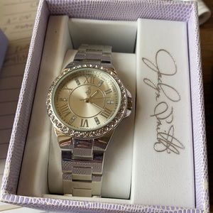 Jaclyn Smith silver encrusted watch New